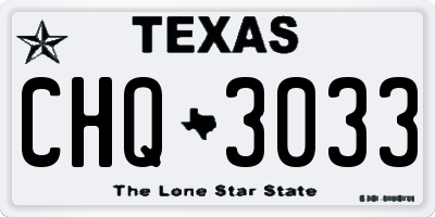 TX license plate CHQ3033