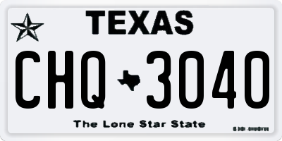TX license plate CHQ3040