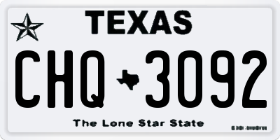 TX license plate CHQ3092