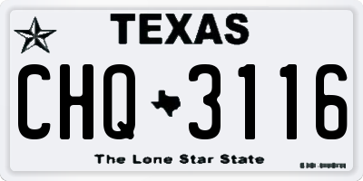 TX license plate CHQ3116