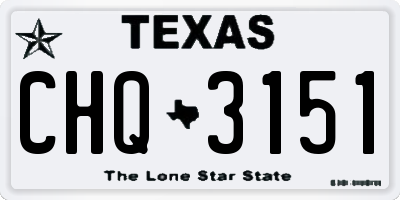 TX license plate CHQ3151