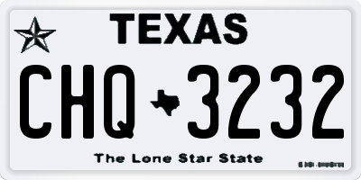 TX license plate CHQ3232