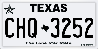 TX license plate CHQ3252