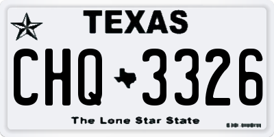TX license plate CHQ3326