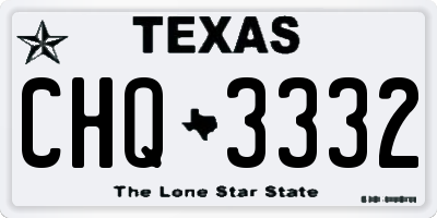 TX license plate CHQ3332