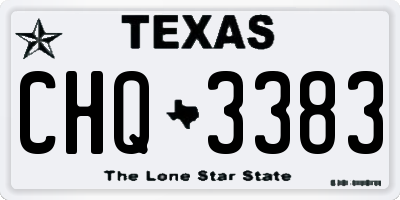 TX license plate CHQ3383