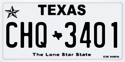 TX license plate CHQ3401