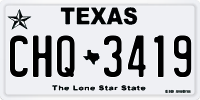 TX license plate CHQ3419