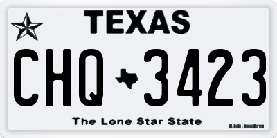 TX license plate CHQ3423