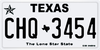TX license plate CHQ3454