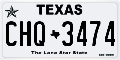 TX license plate CHQ3474