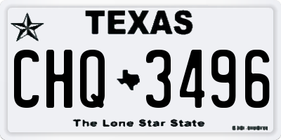 TX license plate CHQ3496