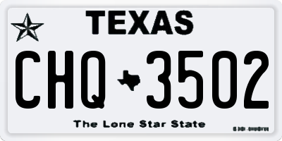 TX license plate CHQ3502