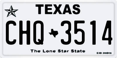 TX license plate CHQ3514