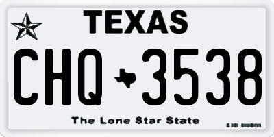 TX license plate CHQ3538