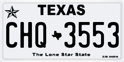 TX license plate CHQ3553