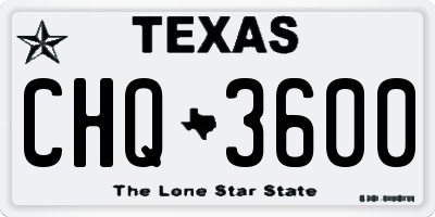 TX license plate CHQ3600