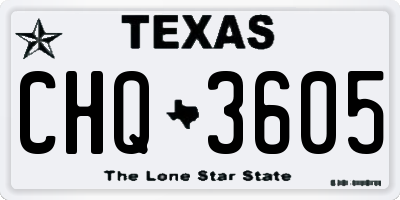 TX license plate CHQ3605