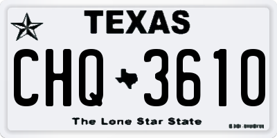 TX license plate CHQ3610