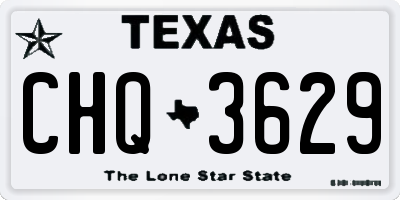 TX license plate CHQ3629