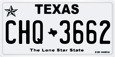 TX license plate CHQ3662
