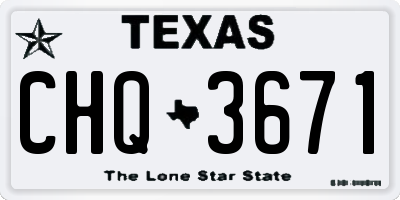 TX license plate CHQ3671