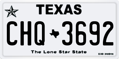 TX license plate CHQ3692