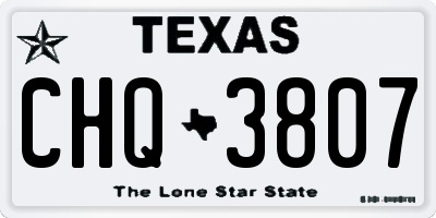 TX license plate CHQ3807