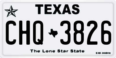TX license plate CHQ3826