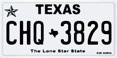 TX license plate CHQ3829