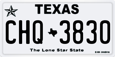 TX license plate CHQ3830