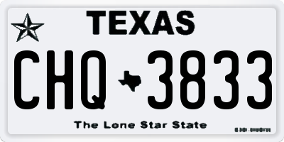 TX license plate CHQ3833