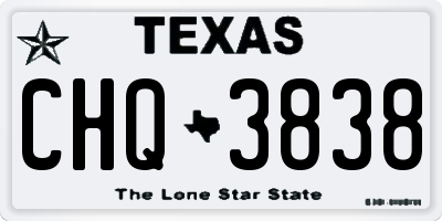 TX license plate CHQ3838