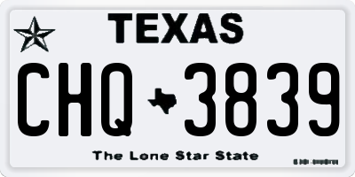 TX license plate CHQ3839