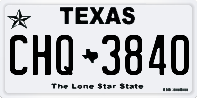 TX license plate CHQ3840