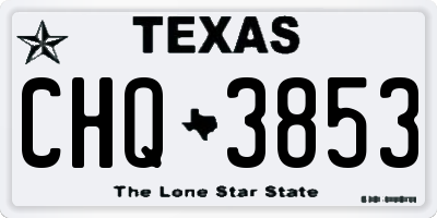 TX license plate CHQ3853