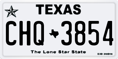 TX license plate CHQ3854