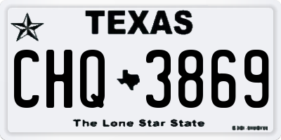 TX license plate CHQ3869
