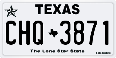 TX license plate CHQ3871