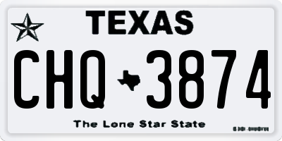 TX license plate CHQ3874