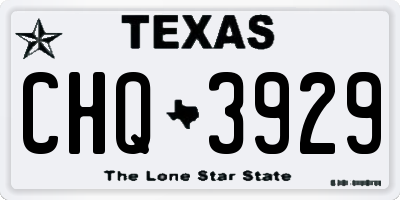 TX license plate CHQ3929