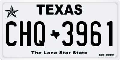TX license plate CHQ3961