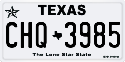 TX license plate CHQ3985