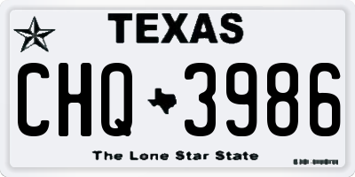TX license plate CHQ3986