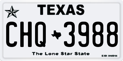 TX license plate CHQ3988