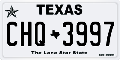 TX license plate CHQ3997