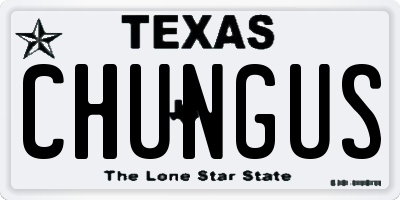 TX license plate CHUNGUS