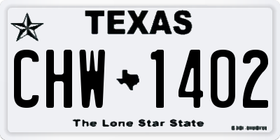 TX license plate CHW1402