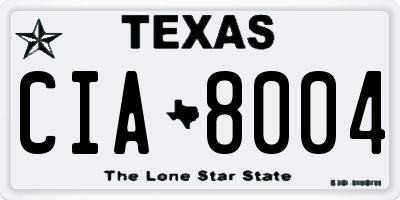TX license plate CIA8004