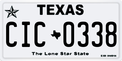 TX license plate CIC0338